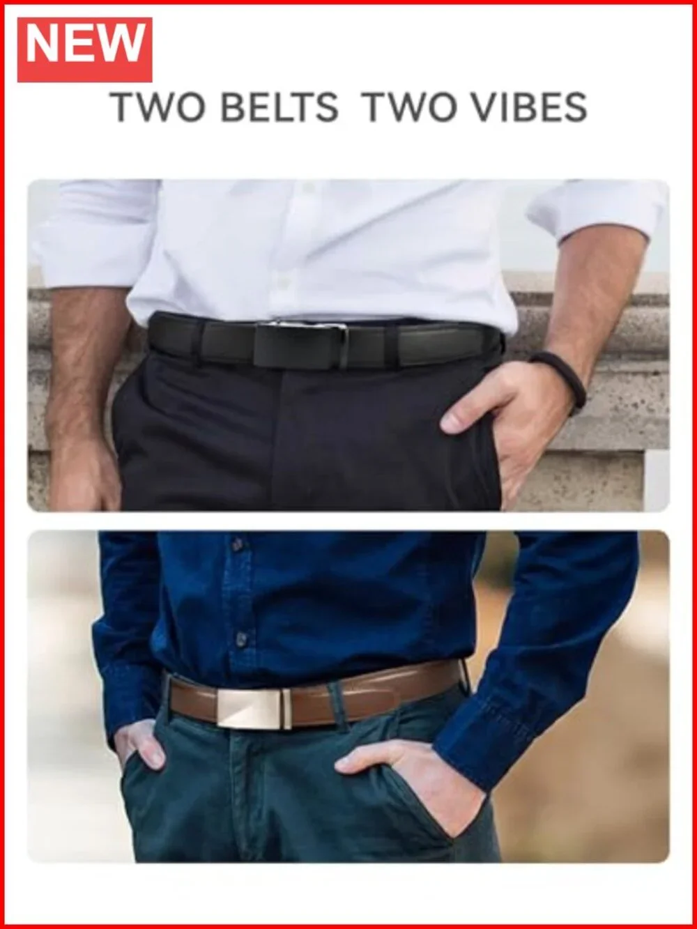 Genuine Leather Ratchet Belt Men 2 Pack Customizable Fit